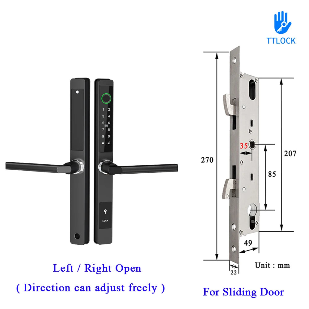 Waterproof Smart Lock – Fingerprint, Password & Card Access for Sliding Doors