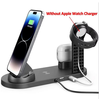 ChargeHub™ Pro 4-in-1 Wireless Dock – One Stand. Total Power. Zero Clutter